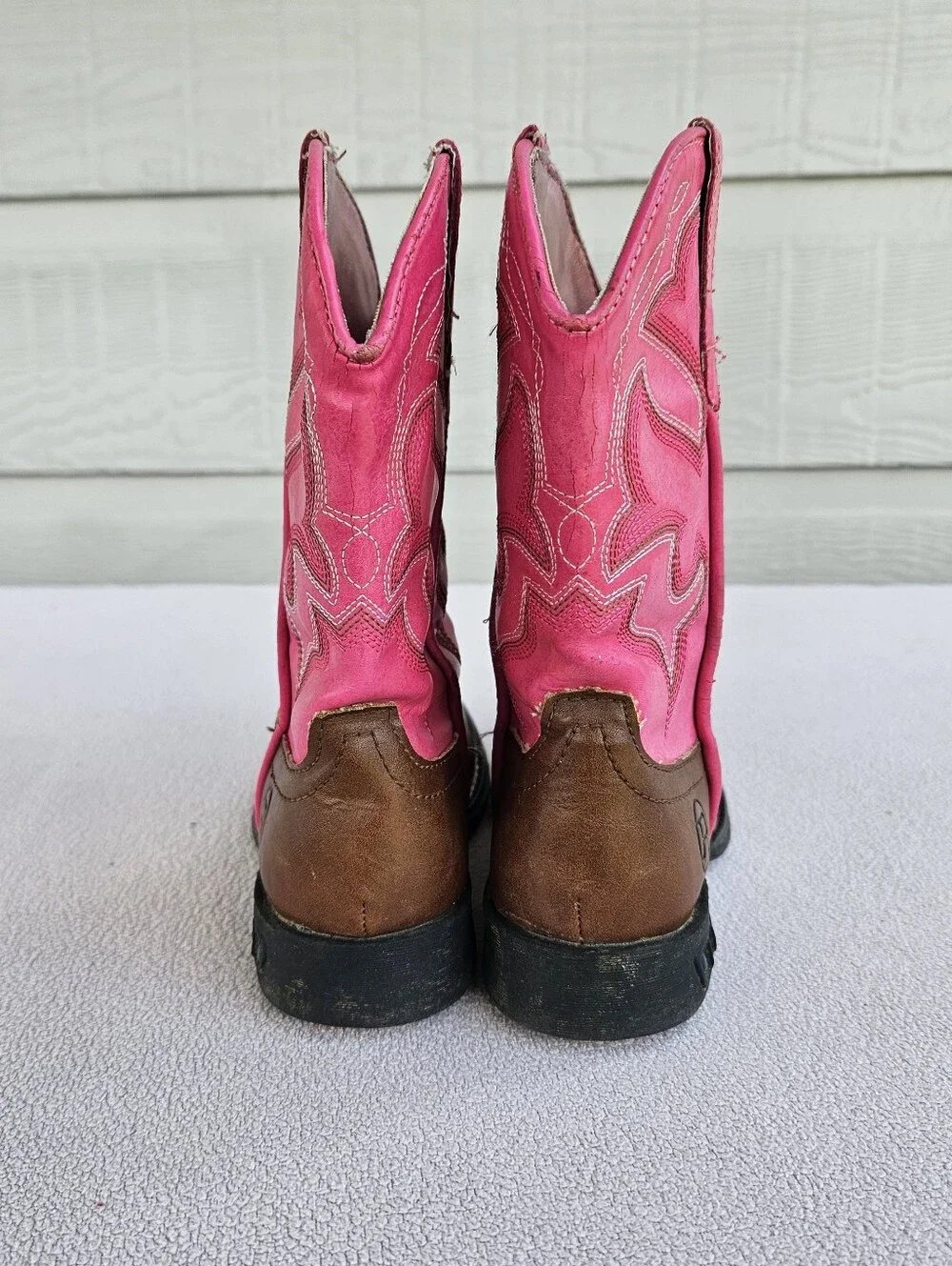 Roper Little Light-Up Western Cowgirl Boots SZ 11 Pink Brown Round Toe Rodeo
